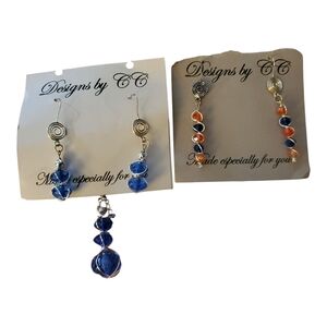 Wire Wrapped Glass Bead Earrings & Necklace Set